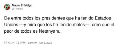EEUU eligiendo presidente: &laquo;&iquest;Y si nombramos a Netanyahu y ya?&raquo; Total, manda &eacute;l