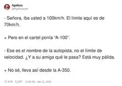 La gente que se aprende la matr&iacute;cula de la autopista pero no el l&iacute;mite de velocidad