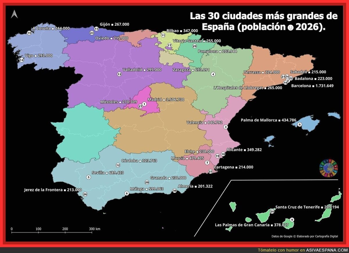 Las 30 ciudades más grandes de España