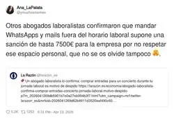Vale, entonces yo compro entradas en horario laboral y t&uacute; me escribes fuera de horario: dos despidos y una multa, equipo