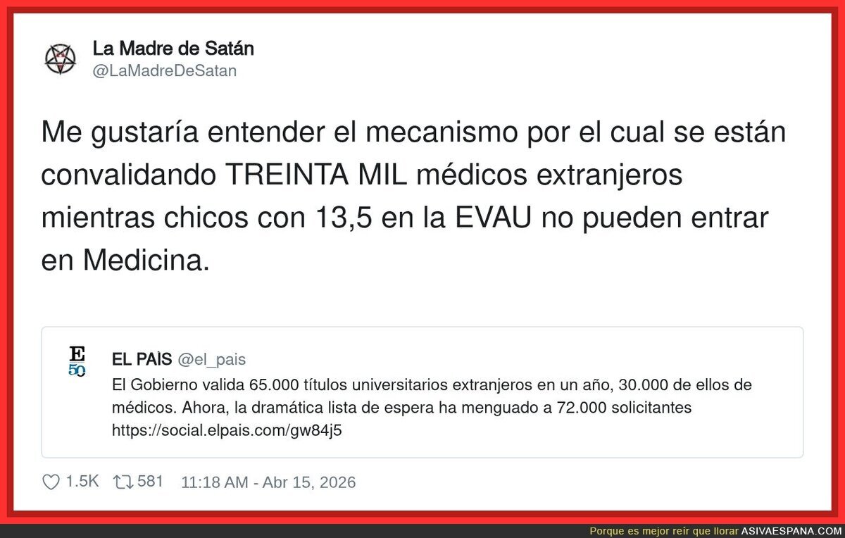 Para Medicina: 13,5 en la EVAU. Para el Ministerio: "confía, bro"