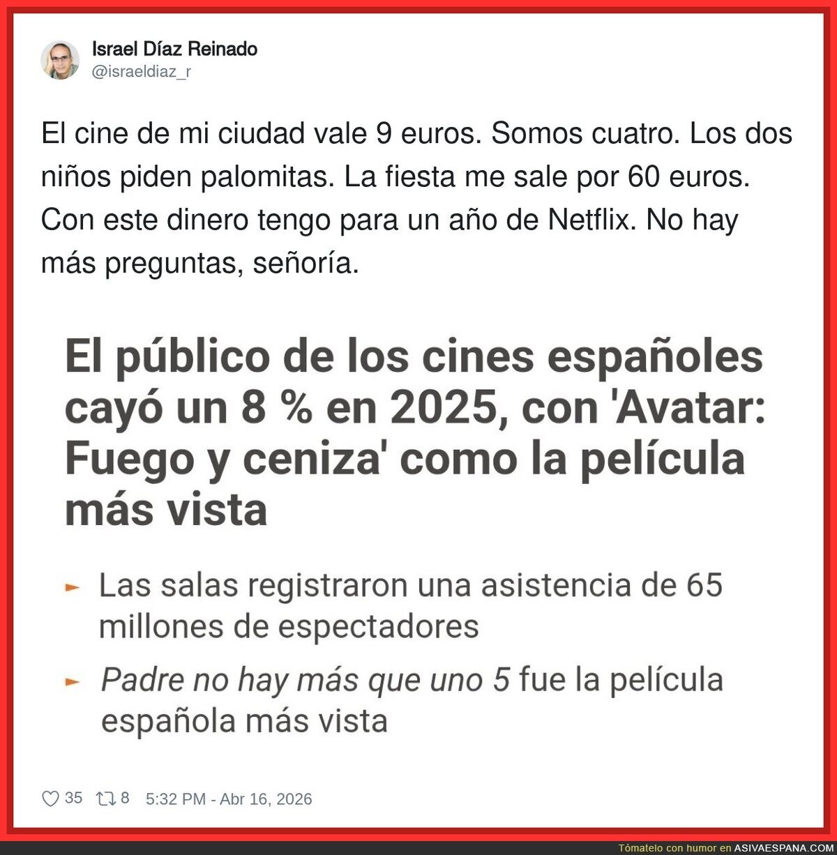El cine no perdi&oacute; p&uacute;blico: perdi&oacute; la dignidad con el precio de las palomitas
