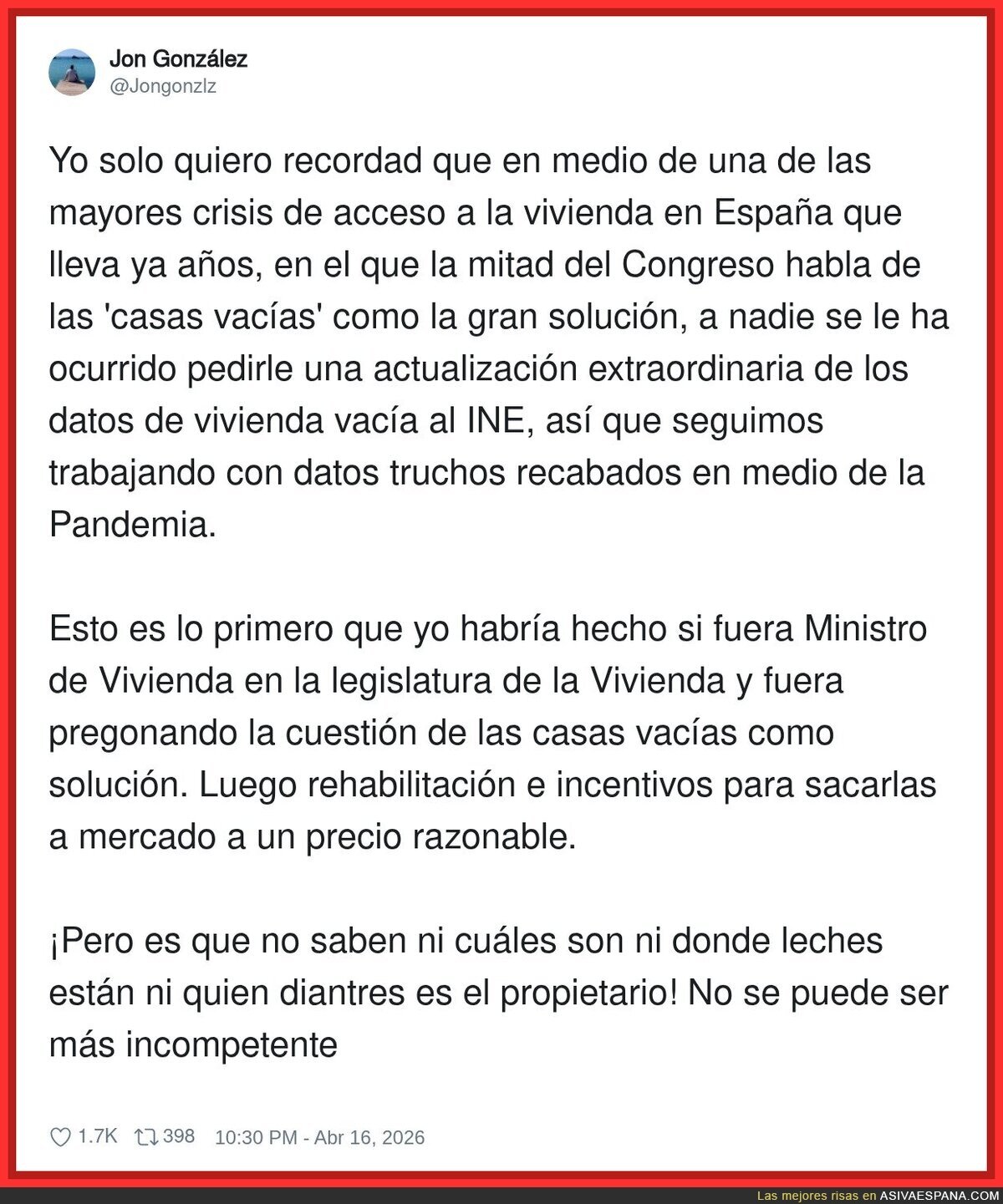 El plan de vivienda: 'hay casas vac&iacute;as', pero ni sabemos cu&aacute;les ni d&oacute;nde&hellip; bueno, detalles