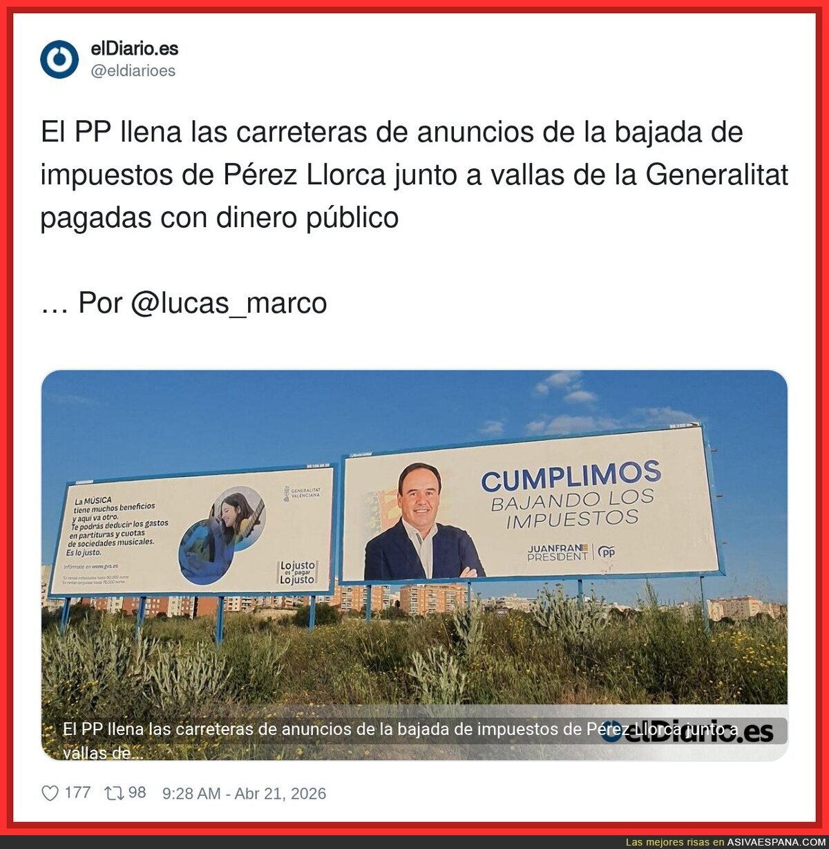 Bajamos impuestos&hellip; pero el anuncio lo pagas t&uacute;, campe&oacute;n