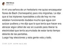 Me mandaron abrazar un &aacute;rbol para curarme y encima esa gente tiene derecho a voto