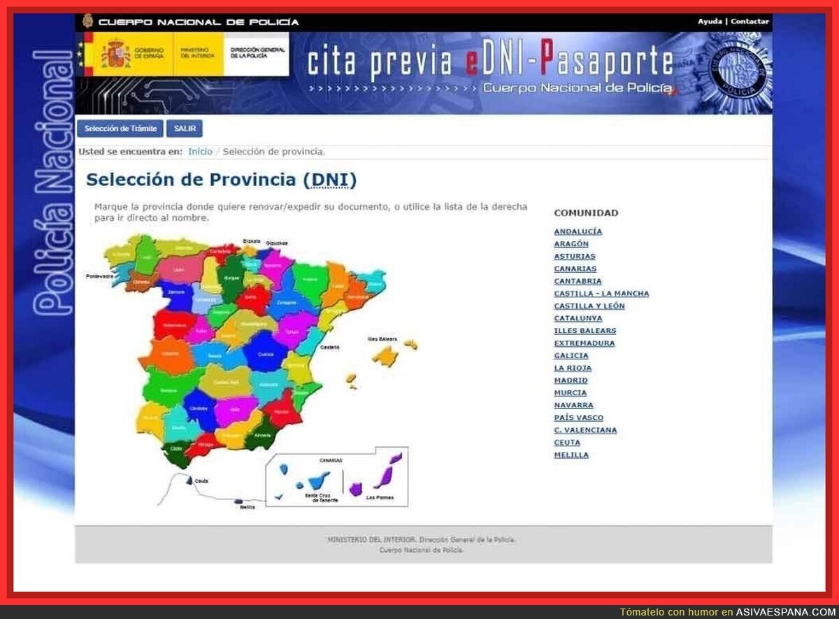 En Espa&ntilde;a la web para renovar el DNI parece hecha en 2009