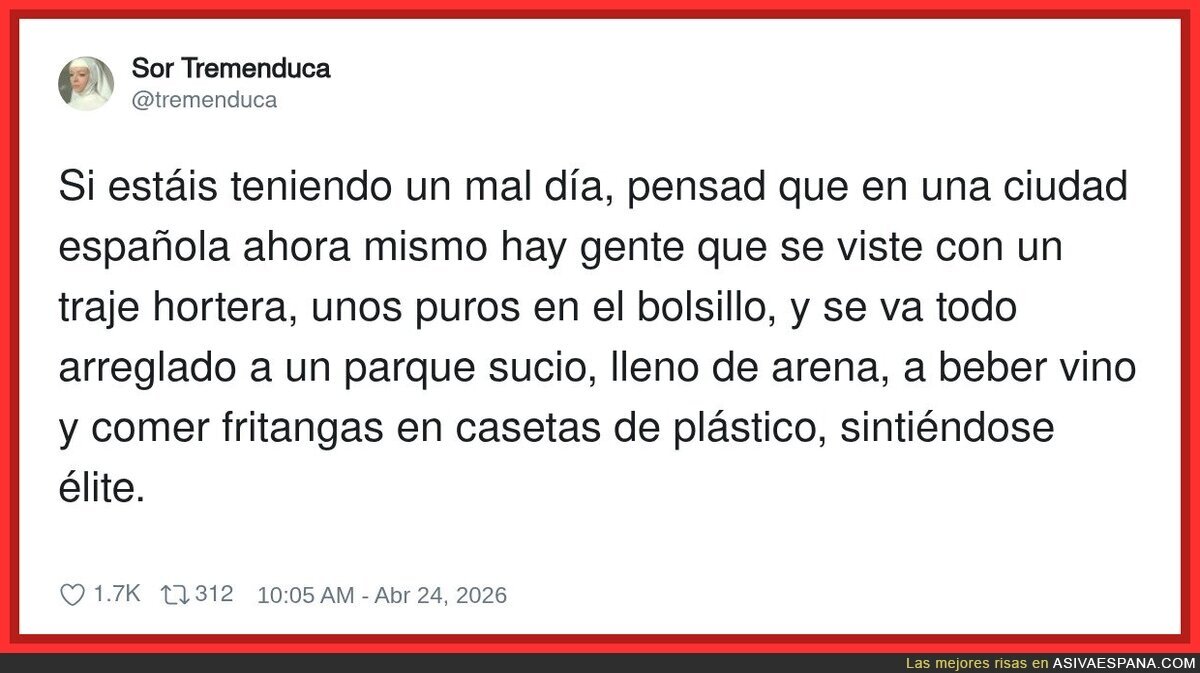 Ponerte traje para comerte una fritanga en un parque con arena: el lujo castizo