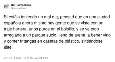 Ponerte traje para comerte una fritanga en un parque con arena: el lujo castizo