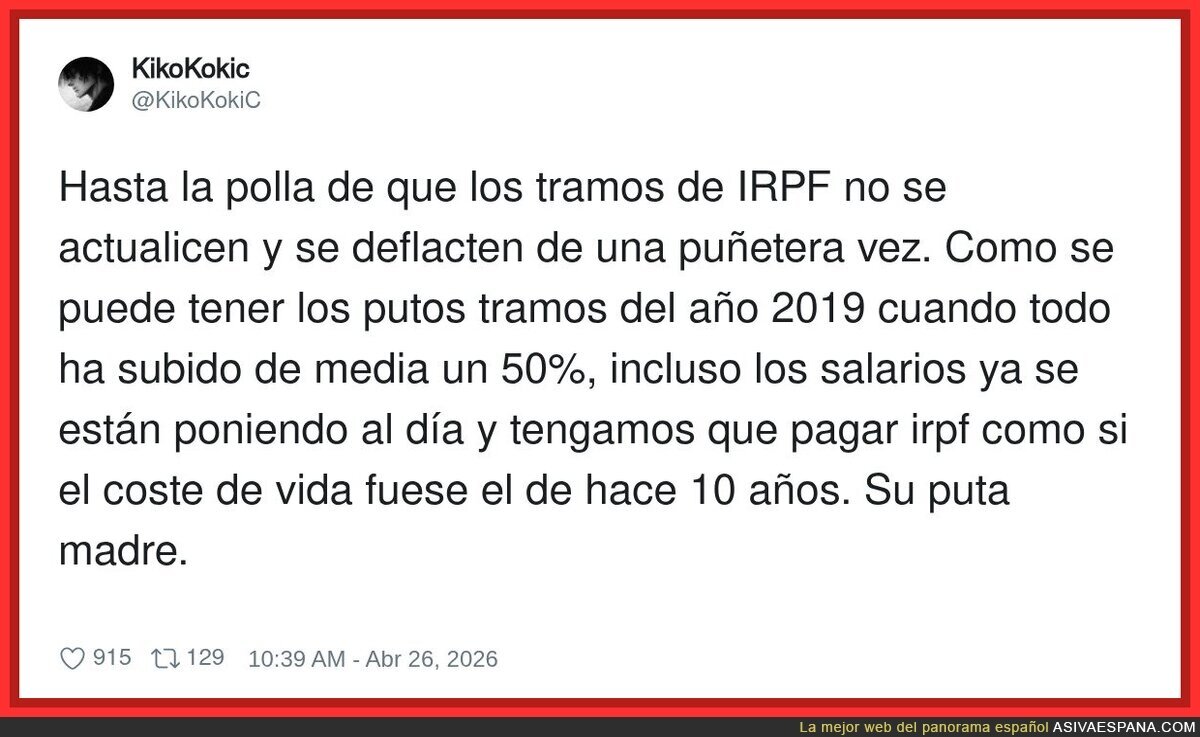 Mi sueldo sube un 2% y Hacienda: bienvenido al tramo premium, rey
