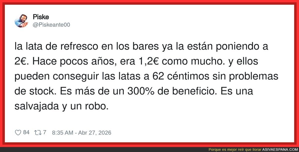 En mi casa est&aacute;n a 75 c&eacute;ntimos, lo tengo claro