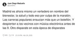 La marat&oacute;n: correr 42 km para luego tirar el vaso al suelo y llamarlo &ldquo;vida sana&rdquo;