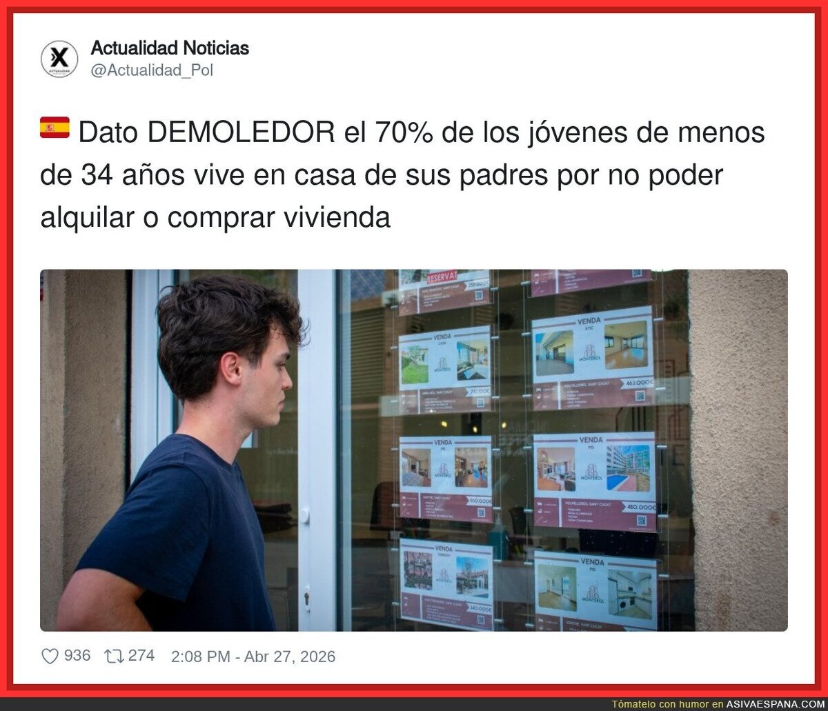 Yo mirando pisos como quien mira Ferraris, nunca podr&eacute; acceder