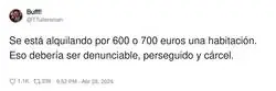 600&euro; la habitaci&oacute;n y te lo anuncian como si te estuvieran haciendo un favor, qu&eacute; arte