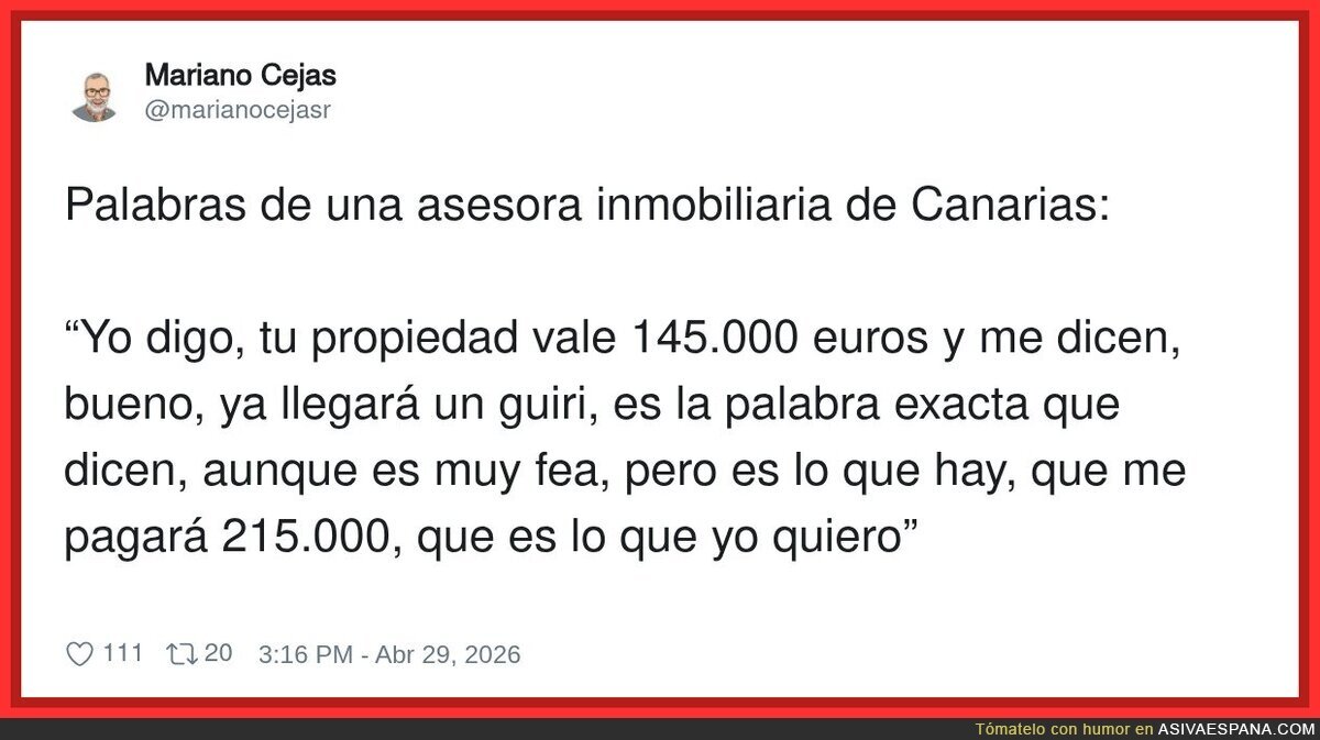 El mercado inmobiliario ya no se mide en euros, se mide en &ldquo;cuando pique un guiri&rdquo;