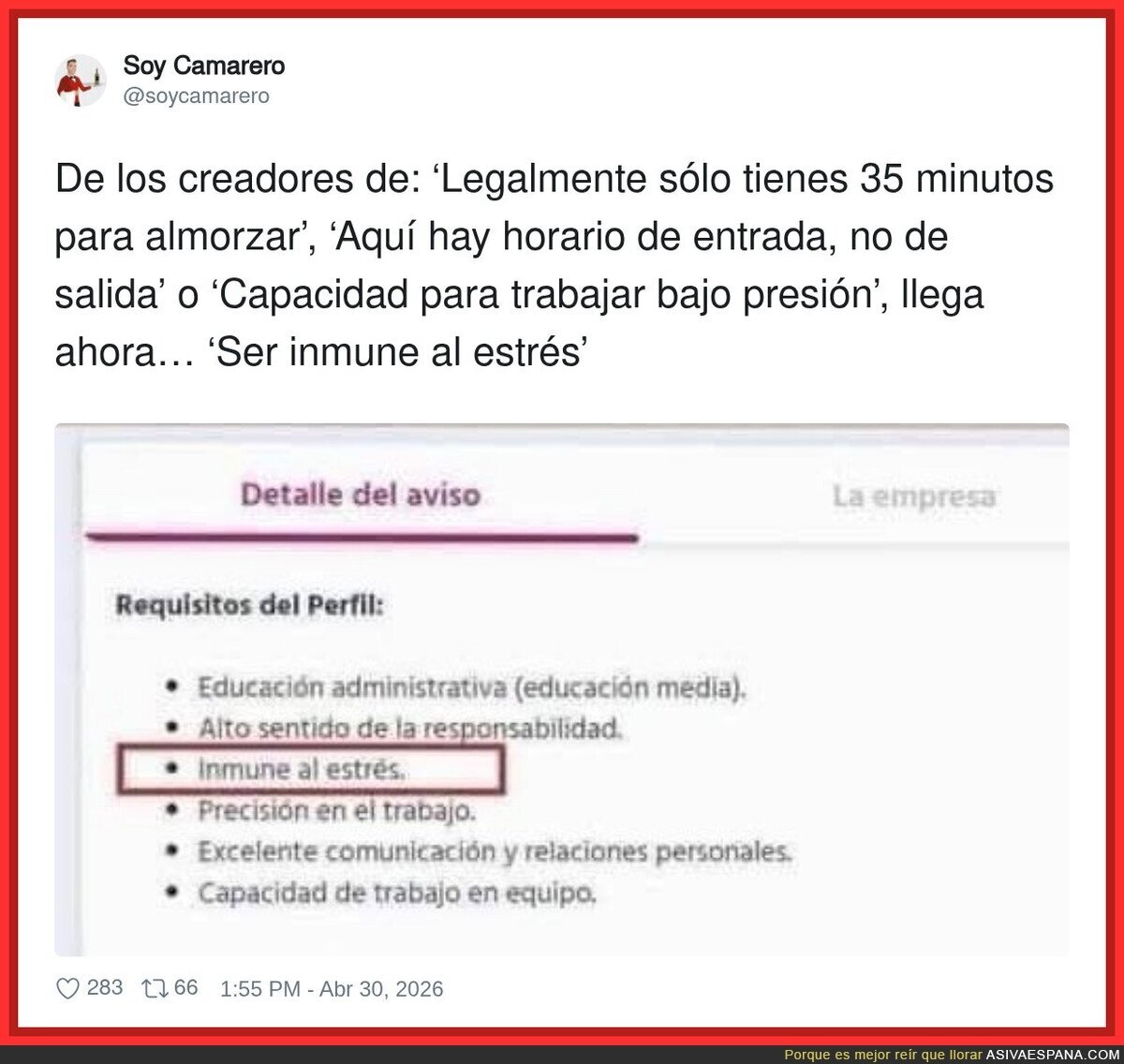 Inmune al estr&eacute;s&hellip; vamos, que te piden el superpoder de aguantarles a ellos