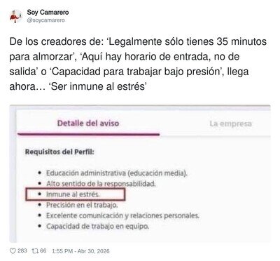 Inmune al estr&eacute;s&hellip; vamos, que te piden el superpoder de aguantarles a ellos