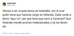 El barco es holand&eacute;s, as&iacute; que el marr&oacute;n que lo gestione Holanda: yo solo pasaba por aqu&iacute;