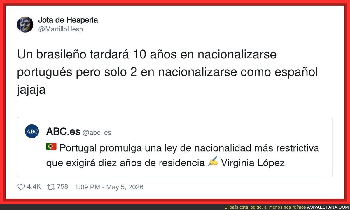 Portugal: 10 a&ntilde;os. Espa&ntilde;a: con saber decir &ldquo;ol&eacute;&rdquo; ya te mandan el DNI a casa