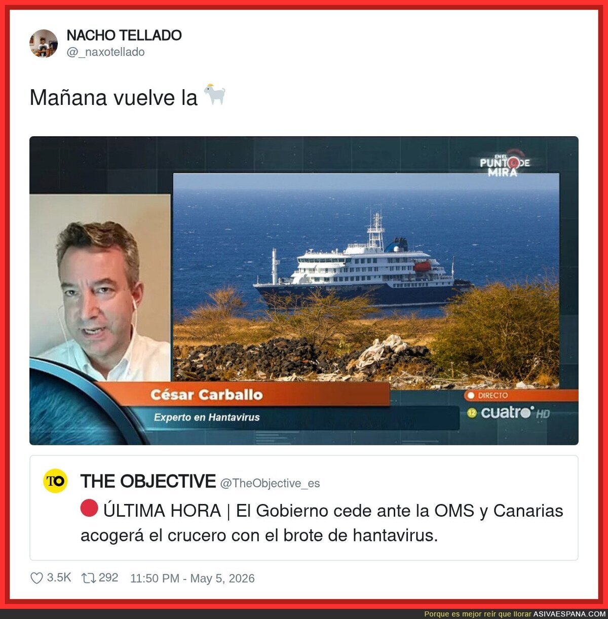 Ehhhh el hantavir&oacute;logo experto seguro que sale hoy en TV