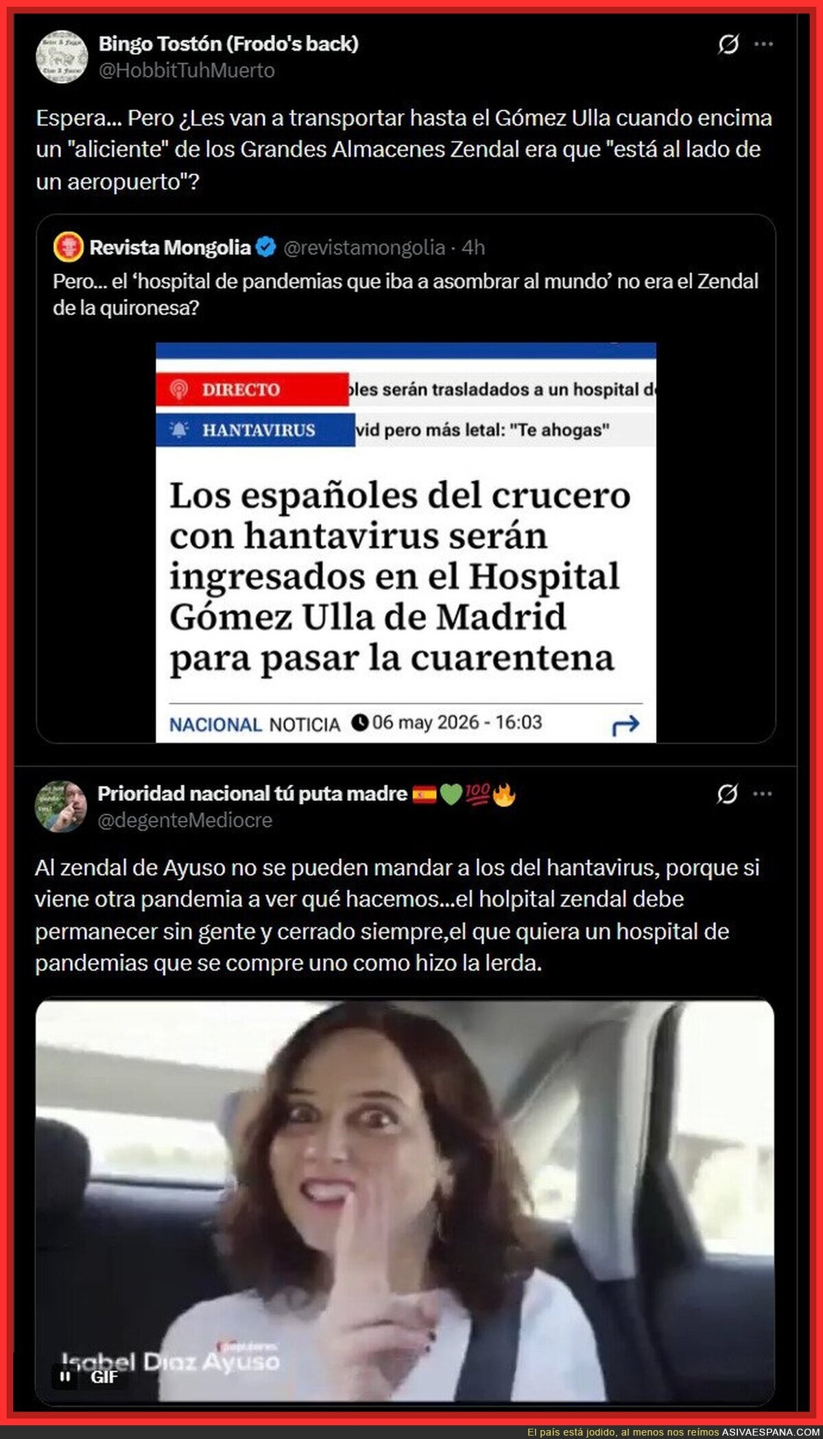 Pues ya podr&iacute;a Ayuso montar otro hospital milagro, pero esta vez con quir&oacute;fanos, si no es mucho pedir
