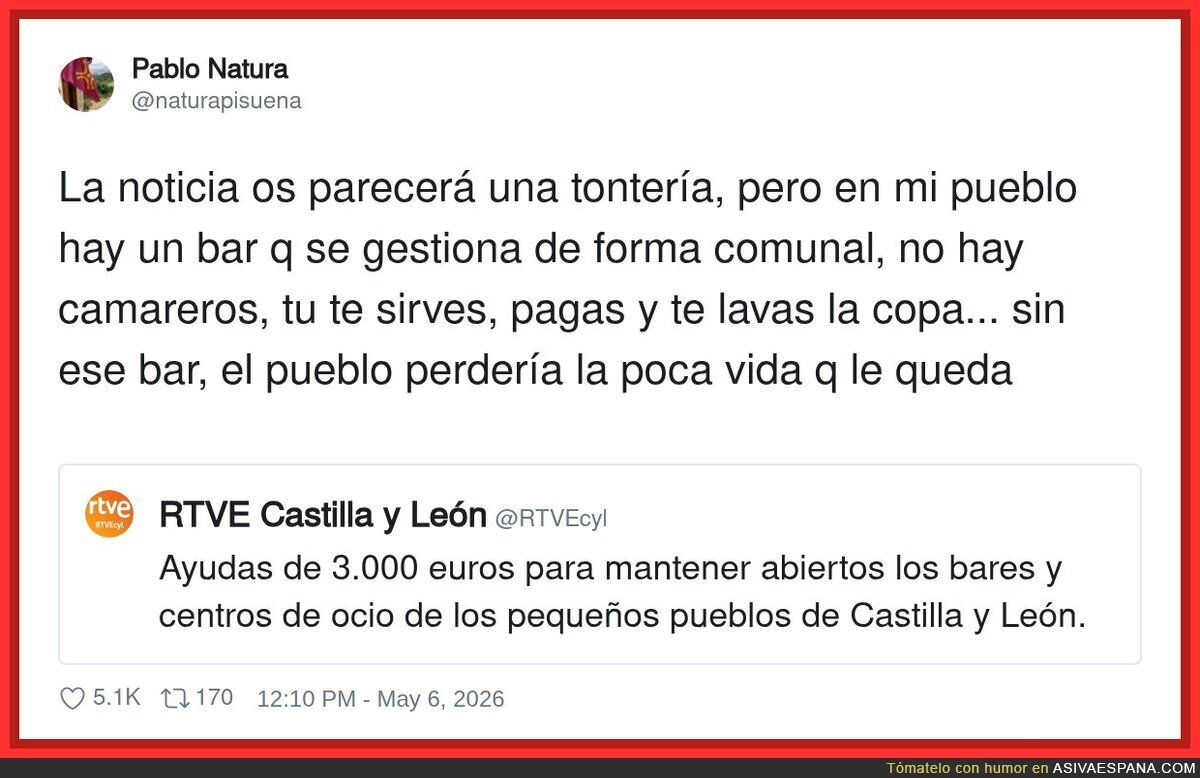 El bar donde eres el camarero, el cliente y el friegaplatos... y aun as&iacute; es lo &uacute;nico que mantiene vivo el pueblo