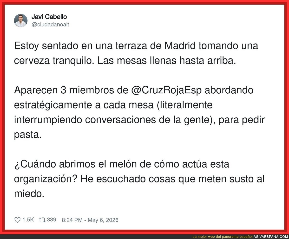 Cruz Roja en modo comercial de telefon&iacute;a: 'Perdona que te interrumpa, &iquest;tienes un minutito?'