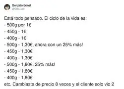 "Bajamos precio" pero de gramaje, que de precio lo subimos con mucho cari&ntilde;o