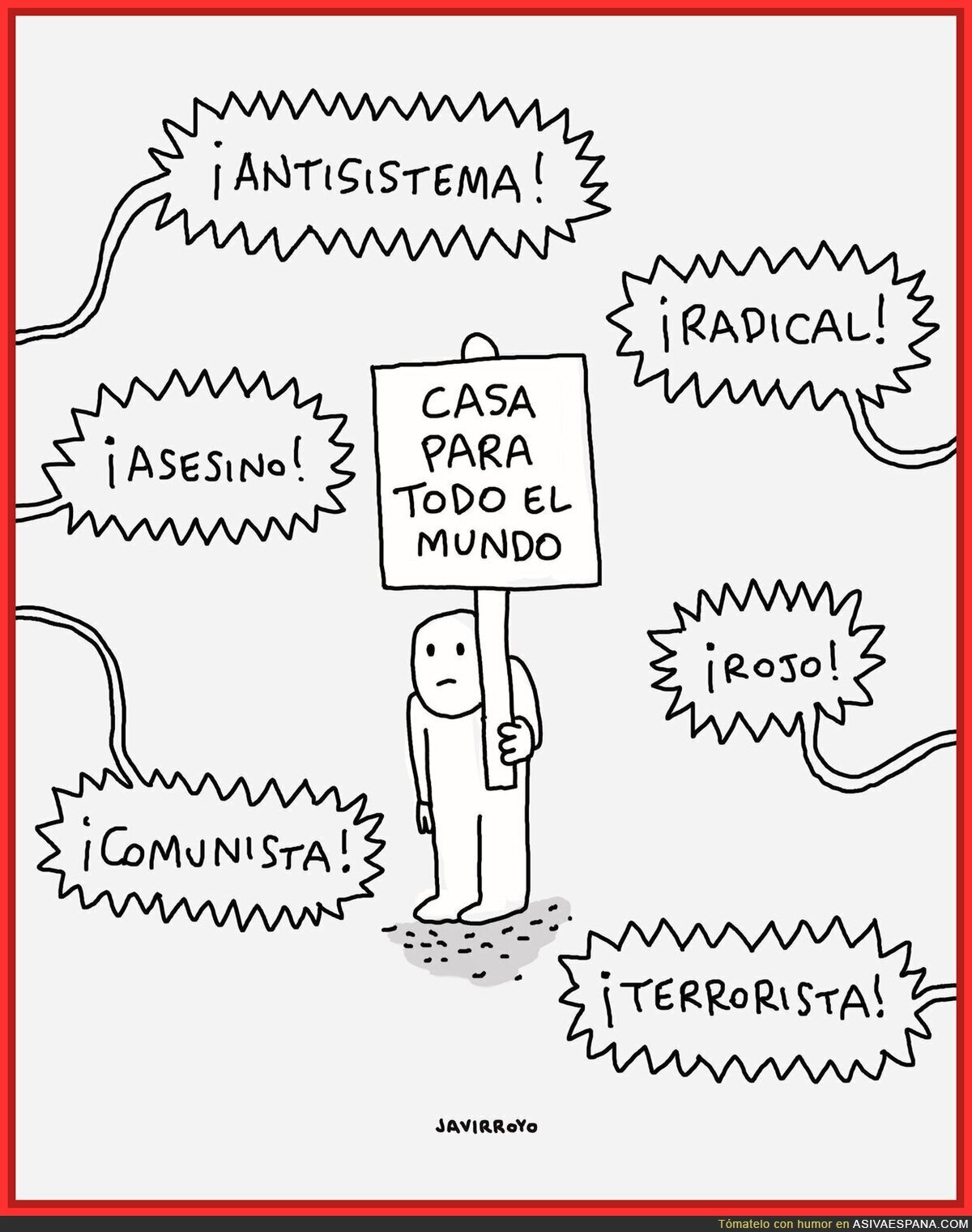 Propone vivienda digna para todos y le llueven los calificativos, Espa&ntilde;a en una vi&ntilde;eta