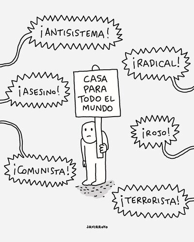 Propone vivienda digna para todos y le llueven los calificativos, Espa&ntilde;a en una vi&ntilde;eta