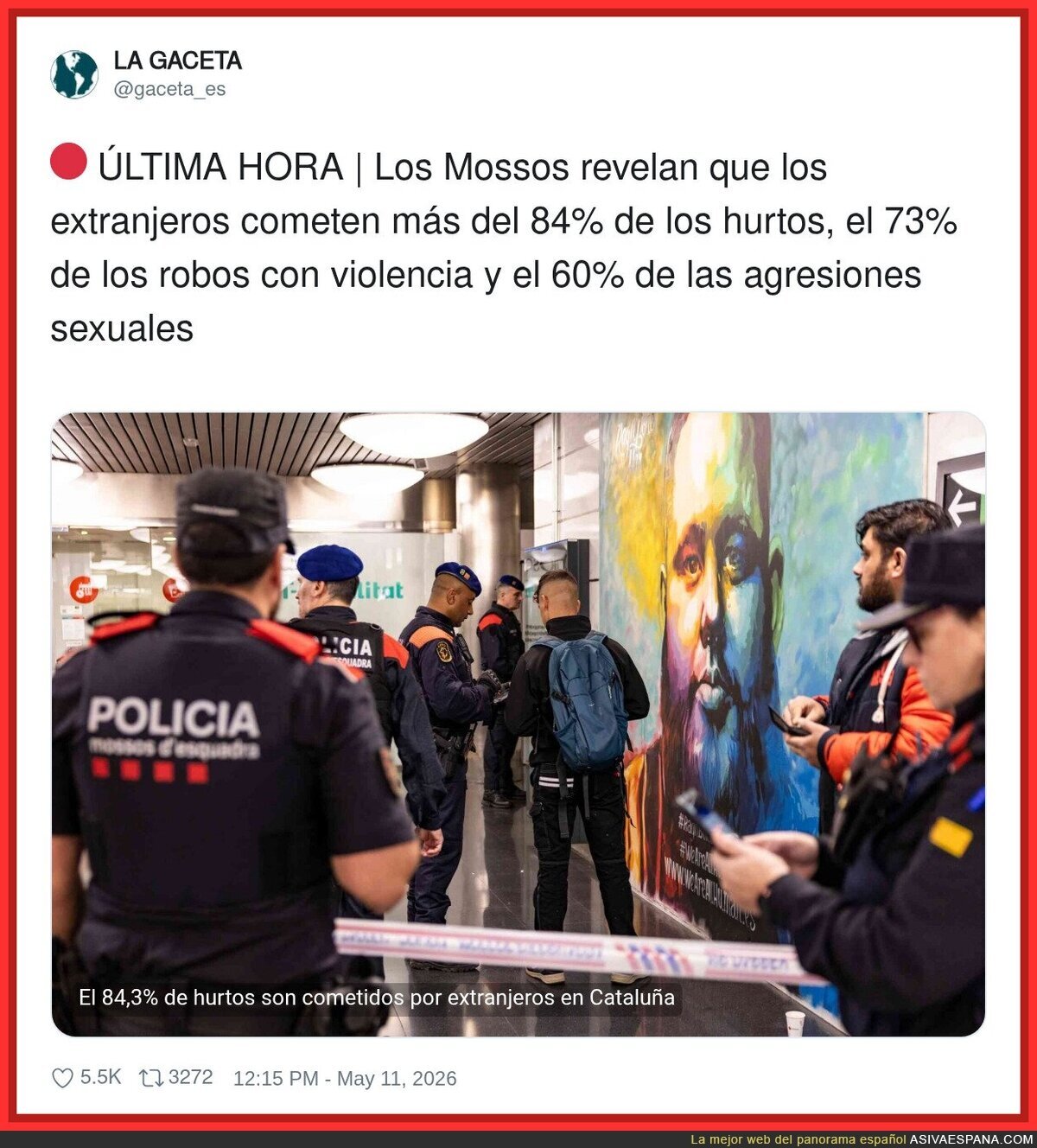 Los Mossos revelando estad&iacute;sticas mientras los catalanes pintan la noticia en la pared