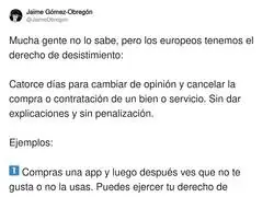 El derecho de desistimiento, es clave saber qu&eacute; es
