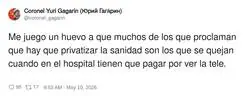 Claro, que privaticen la sanidad, pero que no me corten la tele en urgencias