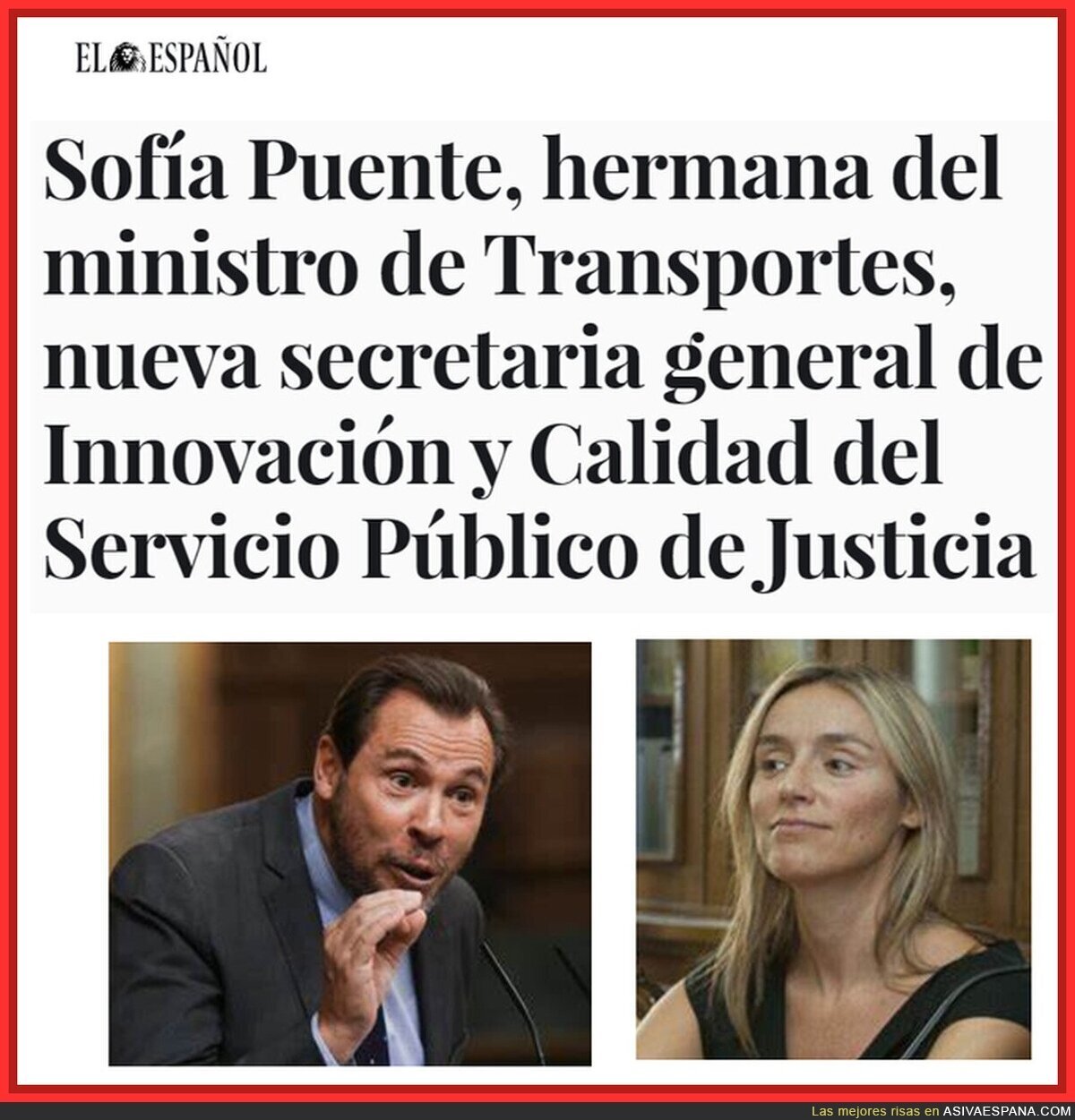 Qu&eacute; casualidad que la persona m&aacute;s id&oacute;nea del mundo para ocupar el cargo sea justo la hermana del ministro.Puesta a dedo en un chiringuito y cobrando un pastizal.No es magia, son tus impuestos.