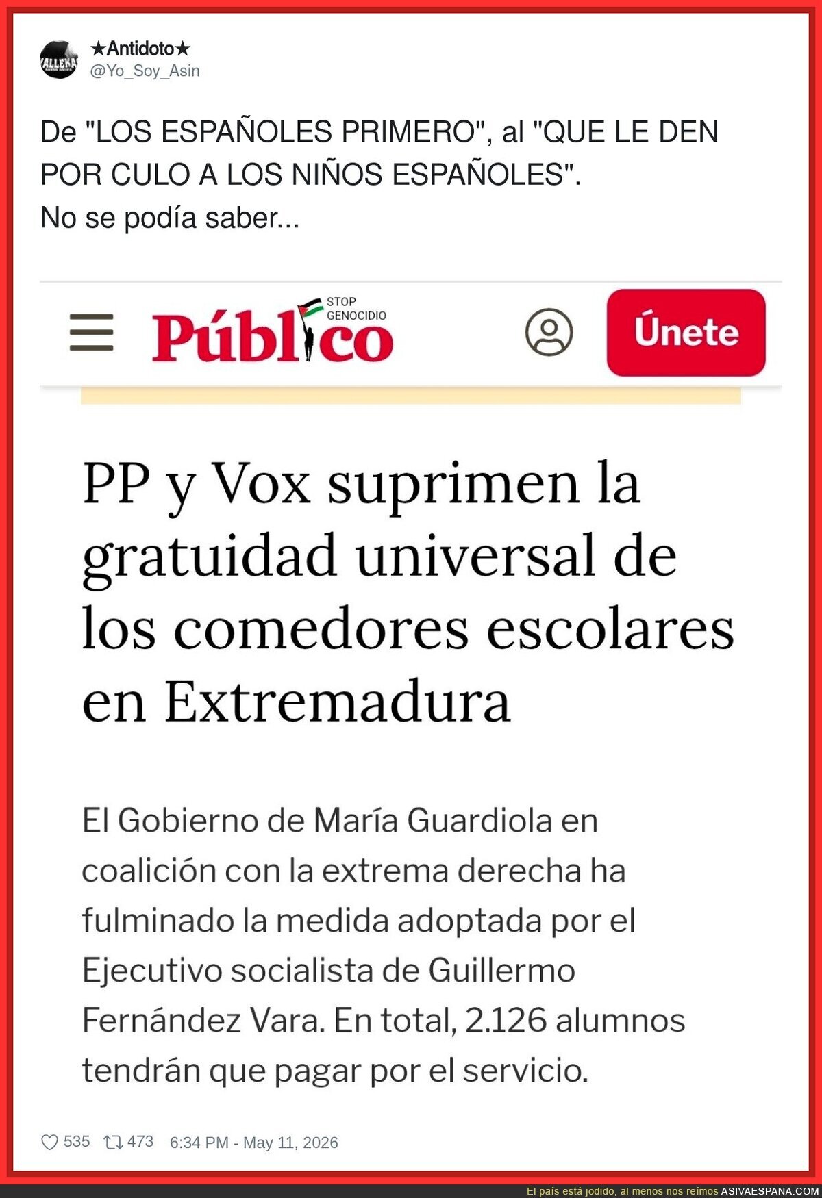 De proteger a los ni&ntilde;os espa&ntilde;oles a cobrarles por comer, vaya plot twist
