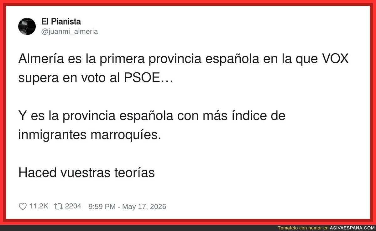 A ver, dejadme que junte dos y dos sin que me acus&eacute;is de racista