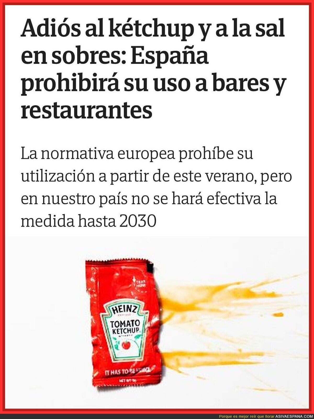 Espa&ntilde;a en 2030 a&uacute;n decidiendo si el k&eacute;tchup es un crimen de guerra o simplemente una recomendaci&oacute;n