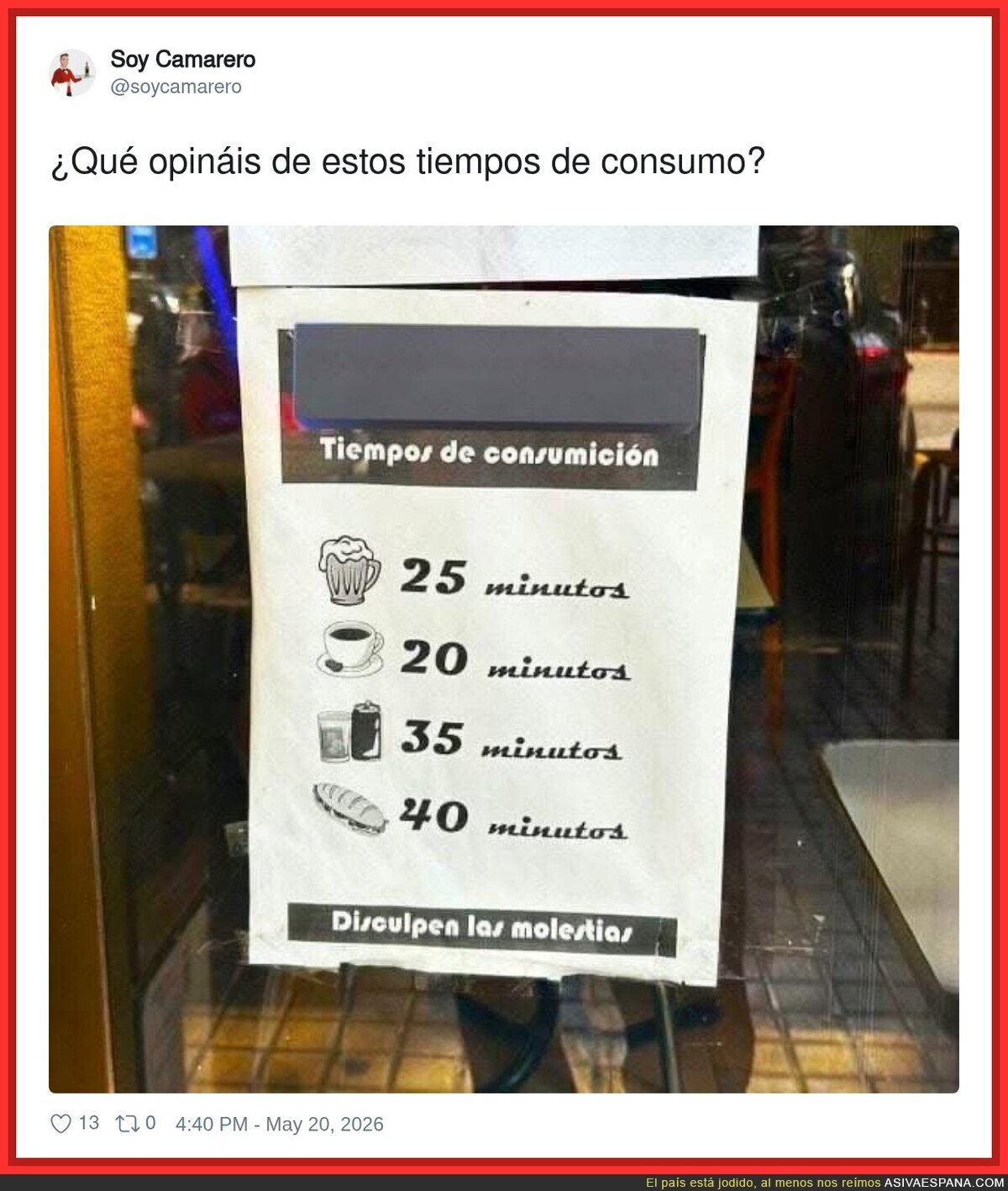 La cerveza a m&iacute; me dura 5 minutos