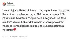 Ah claro, que los brit&aacute;nicos nos cobren a nosotros pero nosotros les dejemos entrar gratis, la l&oacute;gica espa&ntilde;ola