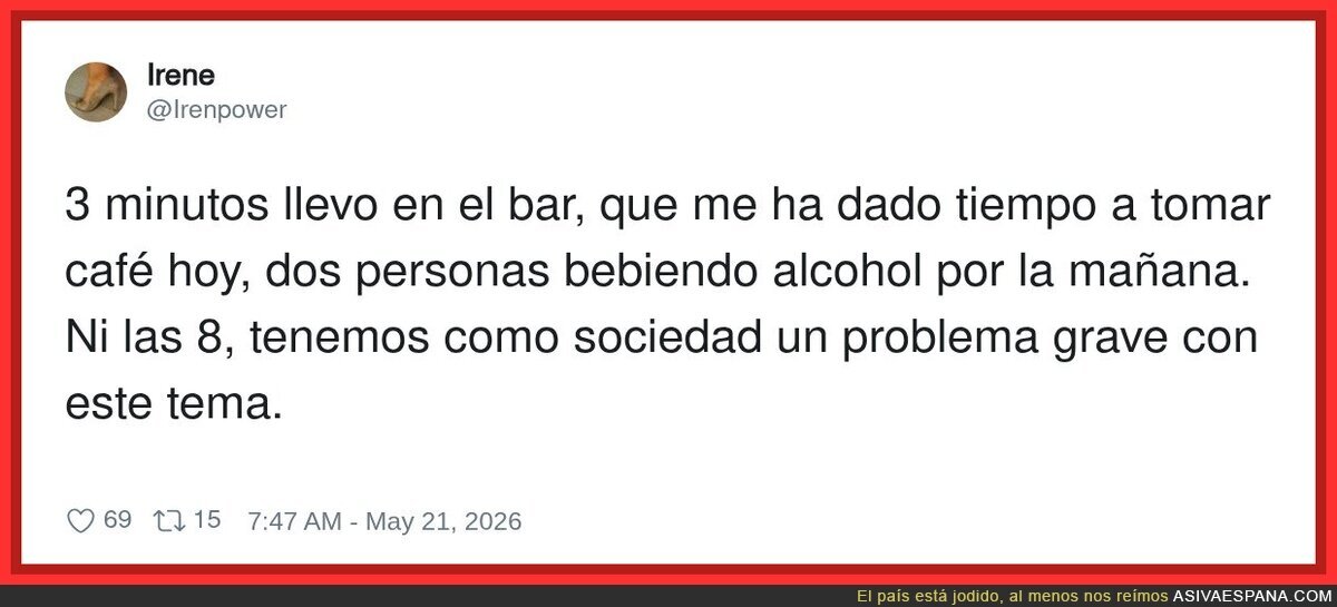 Lo del alcoholismo en nuestro pa&iacute;s est&aacute; muy generalizado