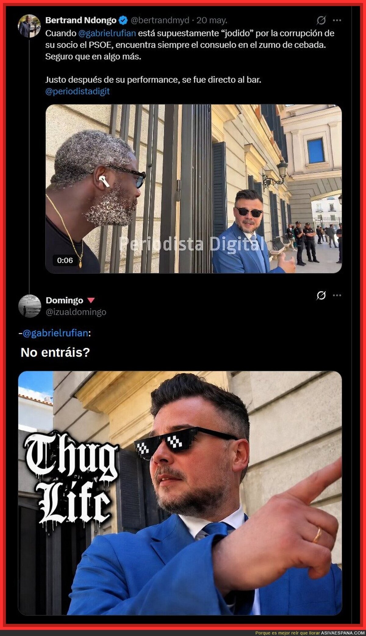 Mondongo acechando durante horas a Gabriel Rufi&aacute;n, para terminar siendo troleado