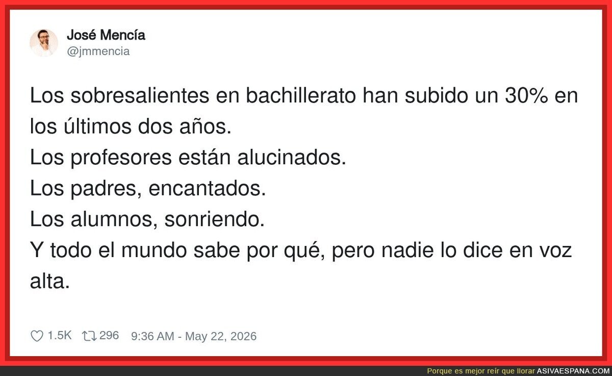 Inflando las notas no se llega a ningún sitio