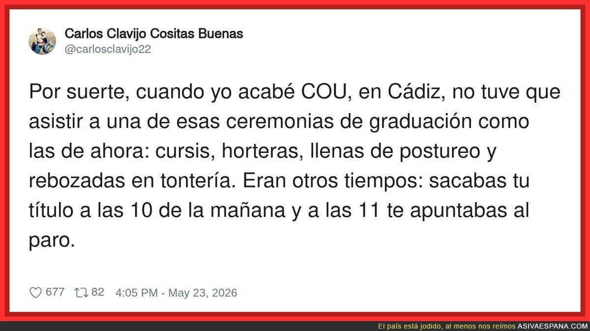 Antes sacabas el t&iacute;tulo y ya estabas tomando algo a las 11, ahora son 4 horas de posturas raras en tonter&iacute;a