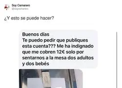 12&euro; por sentarnos como si fuera el Ritz
