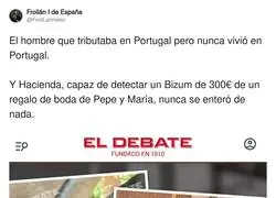 Hacienda detectando un bizum de 300&euro; pero David S&aacute;nchez pagando impuestos en Portugal