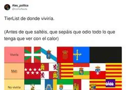 Tier list de comunidades aut&oacute;nomas donde vivir, &iquest;cu&aacute;l es el tuyo?