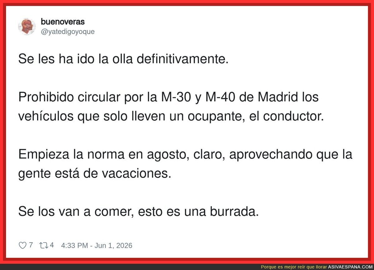 Implementar una norma en agosto es como pedir educaci&oacute;n en Twitter, vamos sobrados