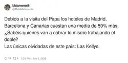 Los &uacute;nicos que se benefician de la visita papal son los que ya se est&aacute;n forrando