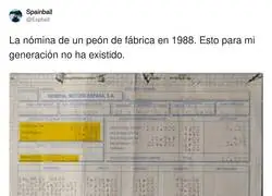 La n&oacute;mina de un pe&oacute;n de f&aacute;brica en 1988
