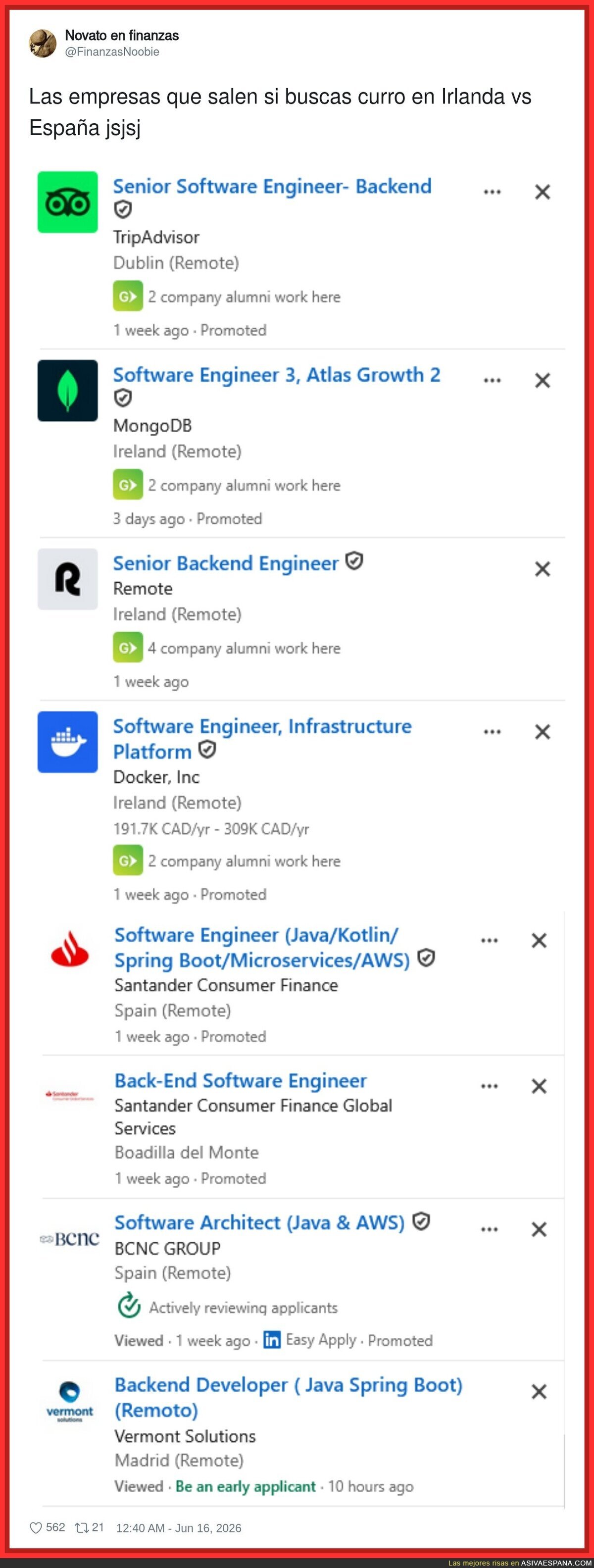 Las empresas que salen si buscas curro en Irlanda vs Espa&ntilde;a