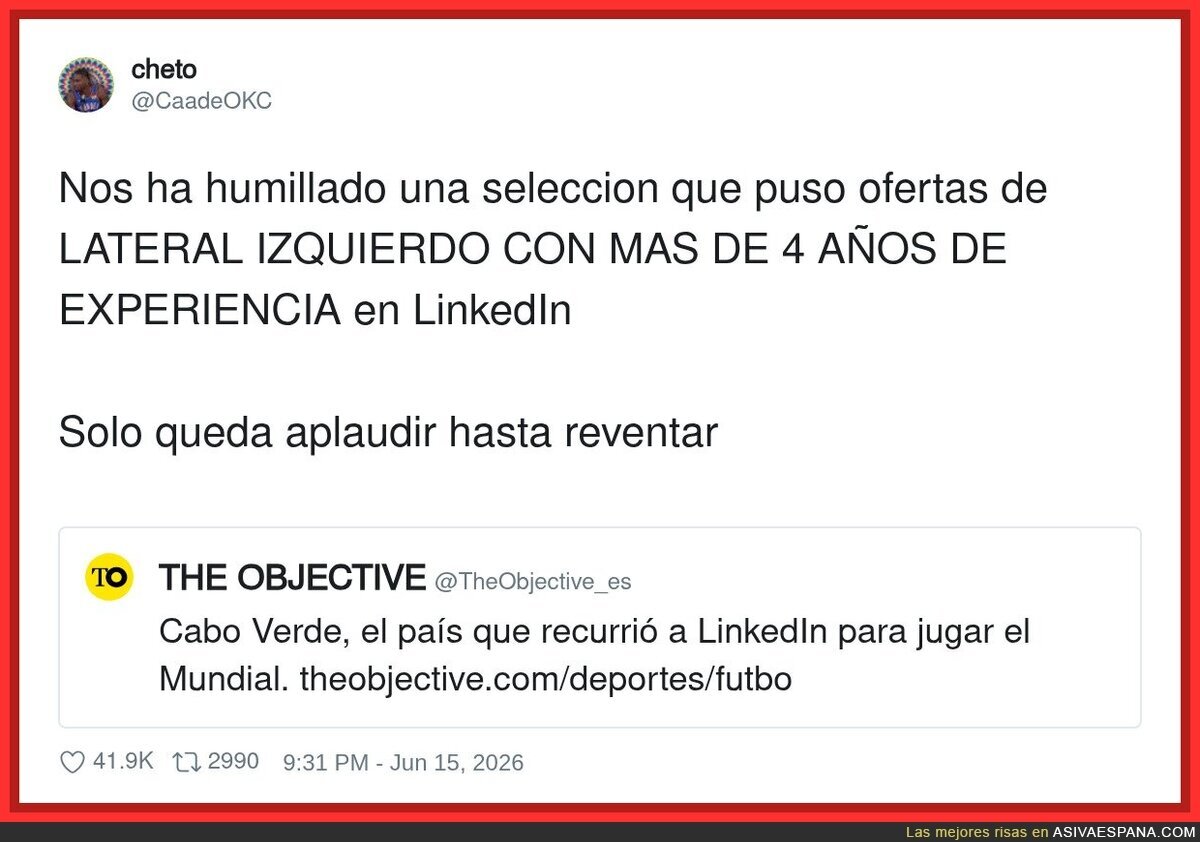 &iquest;Esto de poner ofertas de futbolista en LinkedIn qu&eacute; fue?
